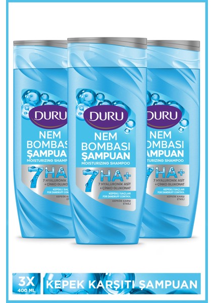 Nem Bombası Kepekli Saçlar Için Kepeğe Karşı Etkili Şampuan 3X400 ml