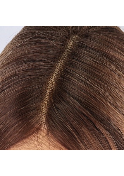 Kumral Balköpüğü Röfleli Katlı Kesim Tül Peruk