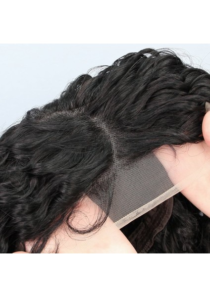 Siyah Yoğun Dalgalı Orta Boy Fiber Sentetik Tül Peruk