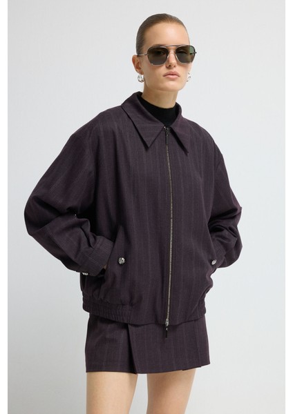 Önden Fermuarlı Bomber Ceket Murdum 11945910000 fırsatları