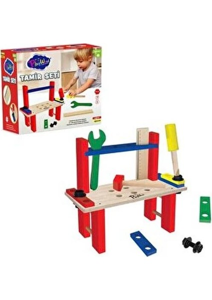 Ahşap Oyuncak Ütü Masası ve Tezgahlı Tamir Aletleri Seti Anaokulu İlgi Oyuncakları Evcilik Oyunu indirimleri