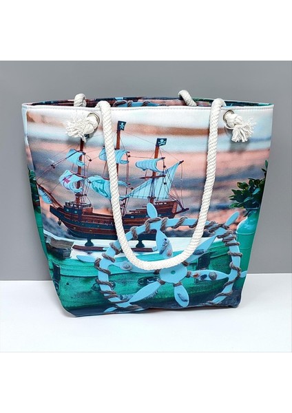 Dümen Desenli Plaj Çantası