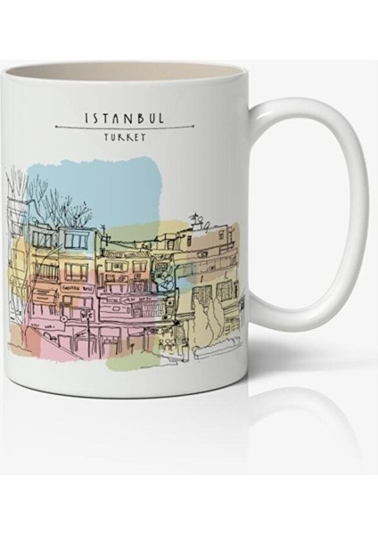 Istanbul Temalı Beyaz Kupa Bardak Sevgiliye Arkadaşa Hediye