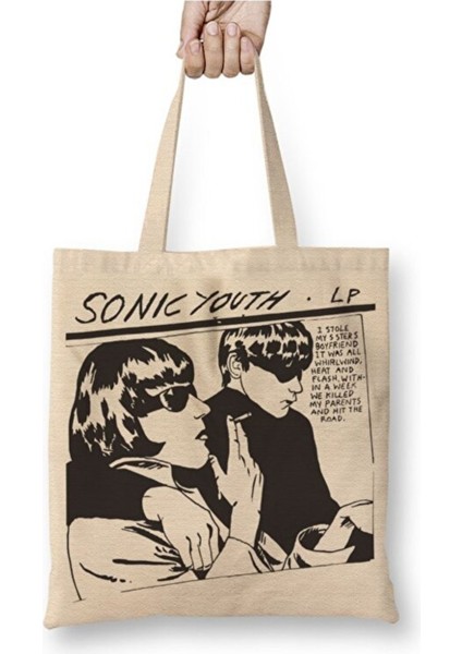 Sy Nurse Sonıc Youth Bez Çanta Uzun Saplı Alışveriş Çantası Plaj Çantası