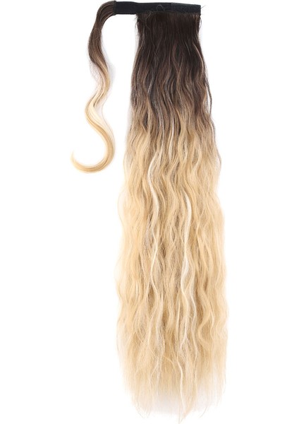 Bağlamalı Kabarık Dalgalı At Kuyruğu / Kahve / Bal Köpüğü Ombre ve Platin Işıltılı modelleri