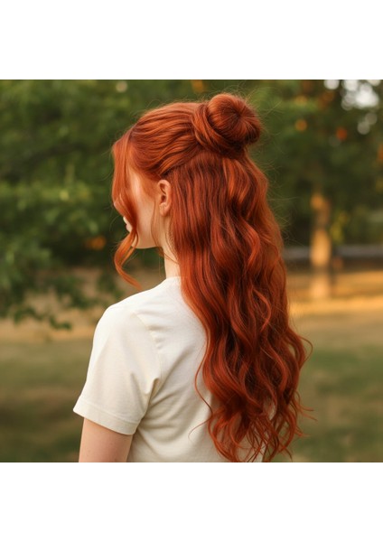 Fiber Sentetik Dalgalı Yarım Ay + 2 Yan Çıt Çıt / Bakır