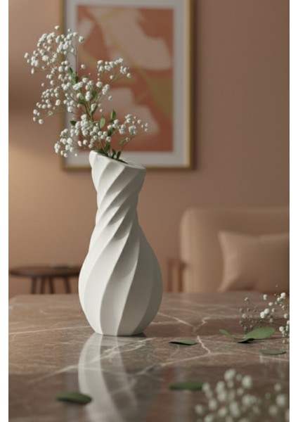 14,5 cm Beyaz Beton Vazo | Minimalist Iskandinav Tarzı Dekoratif Vazo fiyatları