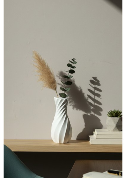 14,5 cm Beyaz Beton Vazo | Minimalist Iskandinav Tarzı Dekoratif Vazo fırsatları