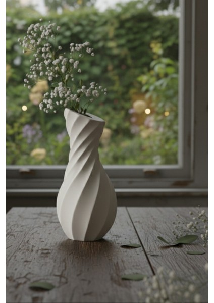 14,5 cm Beyaz Beton Vazo | Minimalist Iskandinav Tarzı Dekoratif Vazo indirimleri