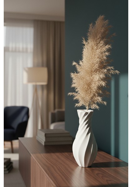 14,5 cm Beyaz Beton Vazo | Minimalist Iskandinav Tarzı Dekoratif Vazo