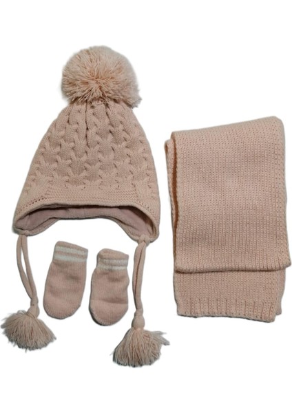Kız Bebek 0-18 Ay Ponponlu Örgü Bere Atkı Eldiven 3'lü Takım fiyatları