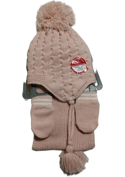 Kız Bebek 0-18 Ay Ponponlu Örgü Bere Atkı Eldiven 3'lü Takım modelleri