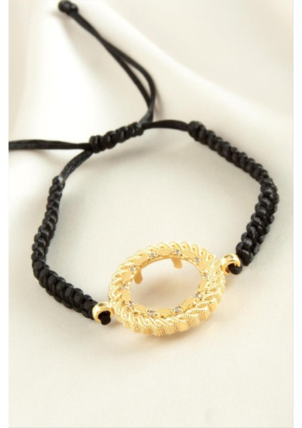 Çeyrek Altın Koyulabilir Makrome Örgülü Bileklik