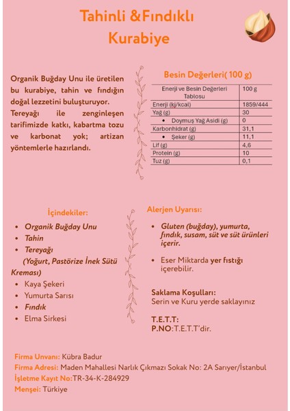 Tahinli & Fındıklı Kurabiye 150 gr indirimleri