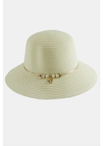 Kelebek Inci Hasır Şapka