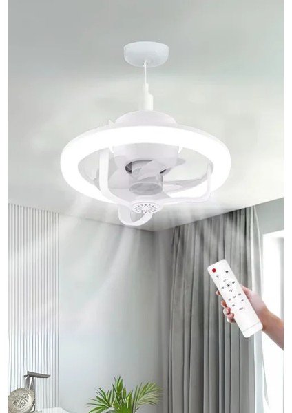 Dimmerli Tavan Vantilatörlü LED Lamba Cct Ayarlı (Beyaz-Sarı) 3 Hız Zaman Ayarlı ve Aromaterapi Özellikli fırsatları