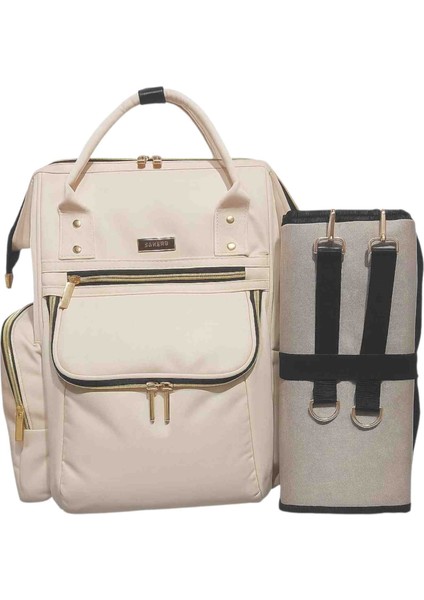 Venüs Krem rengi Gold aksesuar.Anne Bebek Bakım Sırt Çantası