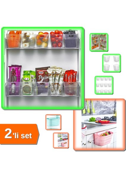 6 Adet Buzdolabı Içi Mini Düzenleyici Kutu + Dolap Kapak Düzenleyici Set A1B2C3