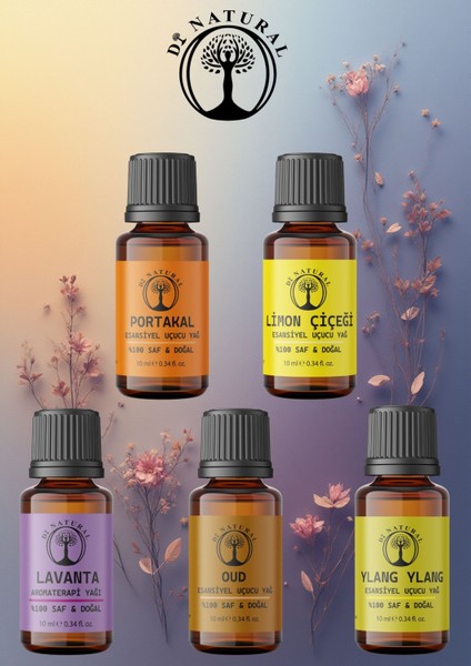 Denge Set 5*10 ml Esansiyel Uçucu Koku Yağı Aromaterapi Yağı Buhurdanlık Yağı Difüzör Esansı Ortam Oda Kokusu