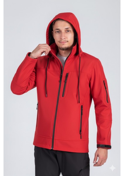 Suya Dayanıklı Slim Fit Softshell Kapüşonlu Erkek Mont