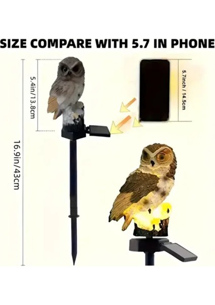 Baykuş Şeklinde Solar Güneş Enerjili LED Işık Bahçe Teras Balkon Ağaç Lambası Aydınlatması