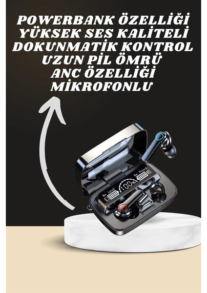 Dijital Göstergeli Powerbank Kulaklık ve 7 Kordonlu Yeni Nesil Akıllı Saat Amole - N299J909-M91