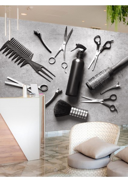 3 Boyutlu Kuaför Malzemeleri Desenli Isı ve Ses Yalıtımlı Sağlıklı Tekstil Duvar Kağıdı