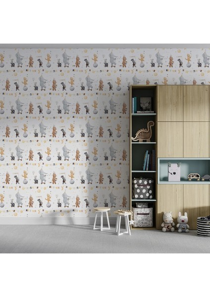 Ayıcıklı Filli Çocuk Odası Duvar Kumaşı -Isı ve Ses Yalıtımlı fiyatları