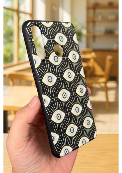 Huawei P30 Lite Uyumlu Evıl Eye Desenli Silikon Darbe Emici Klasik Korumalı Rubber Kılıf modelleri