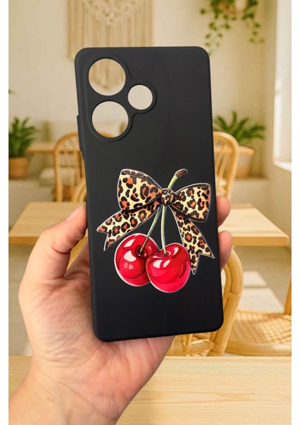 Infinix Hot 30 Uyumlu Kiraz Leopar Fiyonk Desenli Silikon Darbe Emici Rubber Kılıf fiyatları