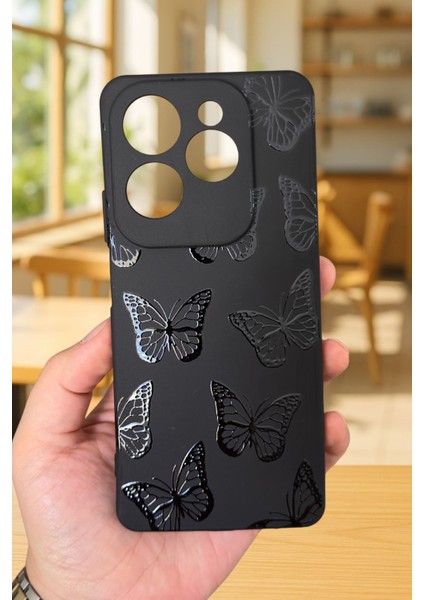 Infinix Hot 40 Uyumlu Siyah Kelebek Desenli Silikon Darbe Emici Klasik Korumalı Rubber Kılıf fiyatları