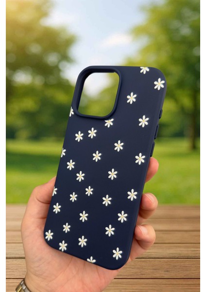 iPhone 14 Plus ve 15 Plus -Mini Papatya Desenli Silikon Darbe Emici Klasik Korumalı Rubber Kılıf modelleri