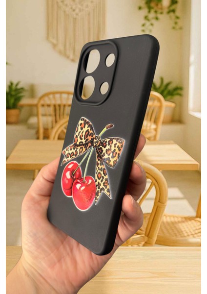 Redmi Note 13 4g Uyumlu Kiraz Leopar Fiyonk Desenli Silikon Darbe Emici Rubber Kılıf modelleri