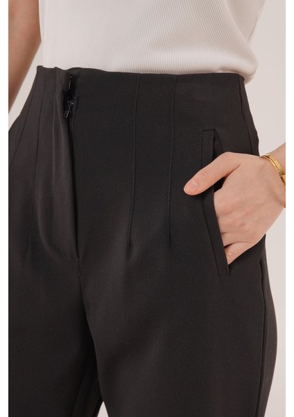Çift Pens Detaylı Siyah Pantolon fırsatları
