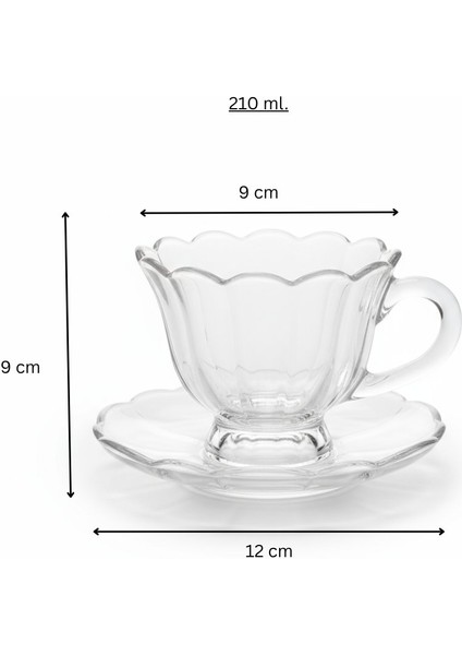 Olive Cam 6 Kişilik Tabaklı Büyük Çay Fincan Seti – 6 x 210 ml fiyatları