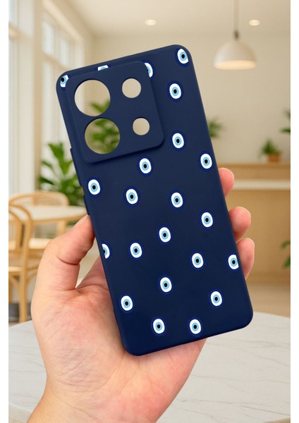 Xiaomi Redmi Note 13 Pro 5g Nazar Boncuk Desenli Silikon Darbe Emici Klasik Korumalı Rubber Kılıf