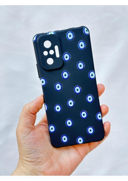 Xiaomi Redmi Note 1o Pro Nazar Boncuk Desenli Silikon Darbe Emici Klasik Korumalı Rubber Kılıf