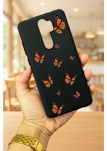 Xiaomi Redmi Note 8 Pro Kelebek Desenli Silikon Darbe Emici Klasik Korumalı Rubber Kılıf