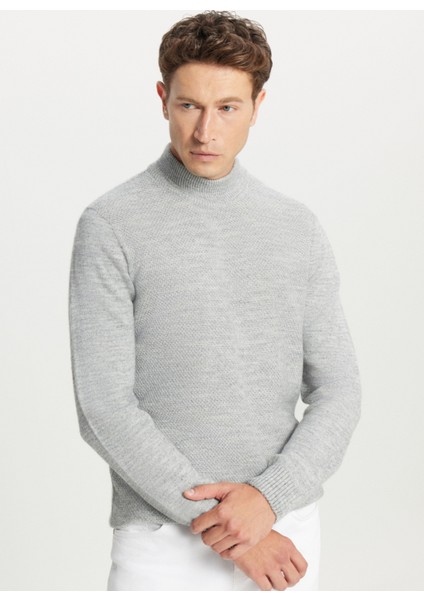 Yarım Balıkçı Yaka Standart Gri Melanj Erkek Kazak ACE049261482_GMJ modelleri