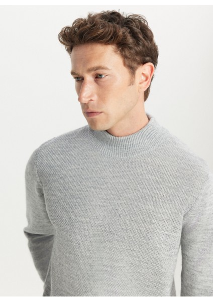 Yarım Balıkçı Yaka Standart Gri Melanj Erkek Kazak ACE049261482_GMJ fırsatları