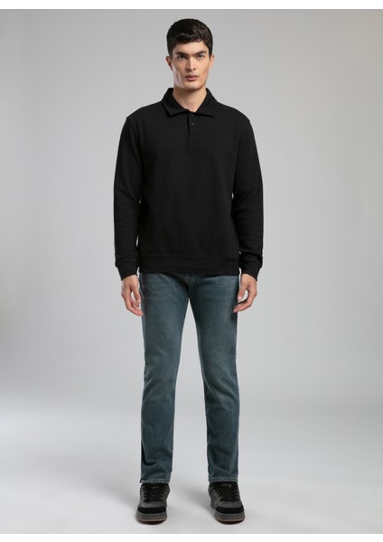 Polo Yaka Siyah Erkek Sweatshırt 261 Lcm 241037 Gale Siyah