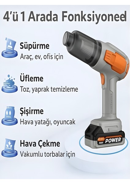 20000PA 120W Güçlü Emişli Çift Bataryalı Kablosuz Vakumlu Üflemeli Mini Araç Süpürgesi fırsatları