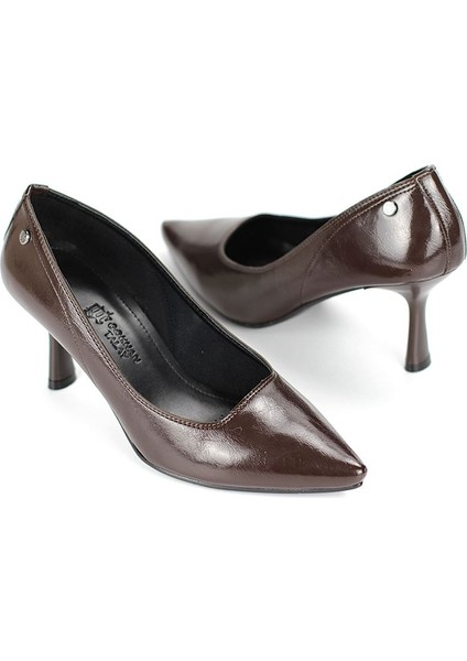 Ayça Esnek Yumuşak Kaymaz Taban (7 Cm) Kahverengi Rugan Kadın Topuklu Ayakkabı fırsatları