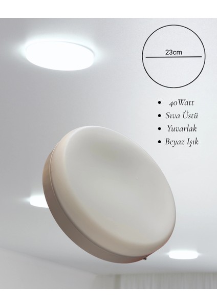 Osaka Sıva Üstü Yuvarlak LED Armatür 40W Beyaz Işık