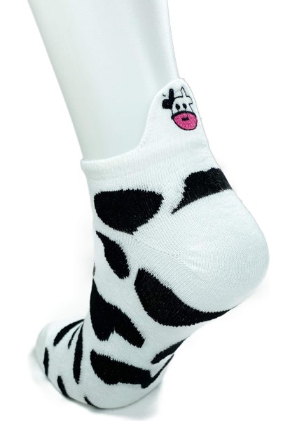 3 Çift İnek Temalı Pamuklu Yumuşak Kadın Bilek Çorap