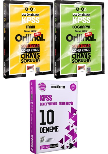 2026 Kpss Lise Ön Lisans Tarih Coğrafya Orijinal Çıkmış 2010-2024 - 2026 Kpss Ortaöğretim Çözümlü 10 Deneme