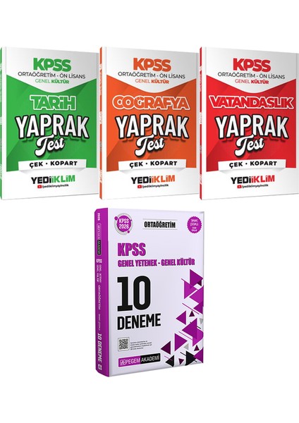 Ortaöğretim Ön Lisans Tarih Coğrafya Vatandaşlık Yaprak Test - 2026 Kpss Ortaöğretim Çözümlü 10 Deneme
