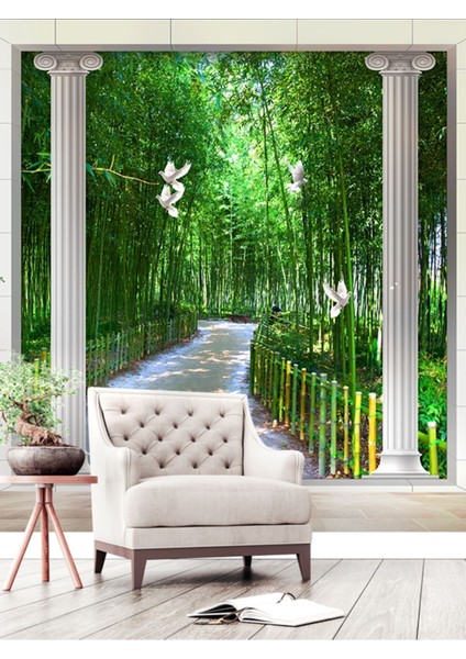 Bambu Orman Manzaralı Isı ve Ses Yalıtımlı Sağlıklı Tekstil Duvar Kağıdı