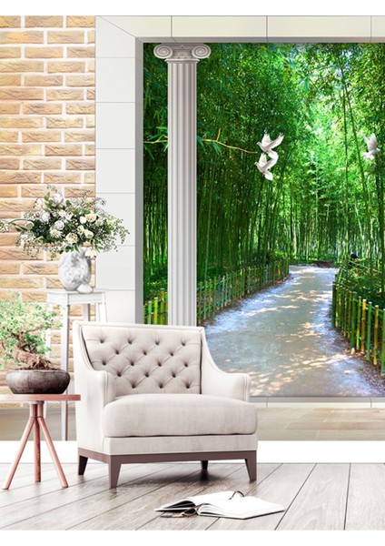 Bambu Orman Manzaralı Isı ve Ses Yalıtımlı Sağlıklı Tekstil Duvar Kağıdı modelleri