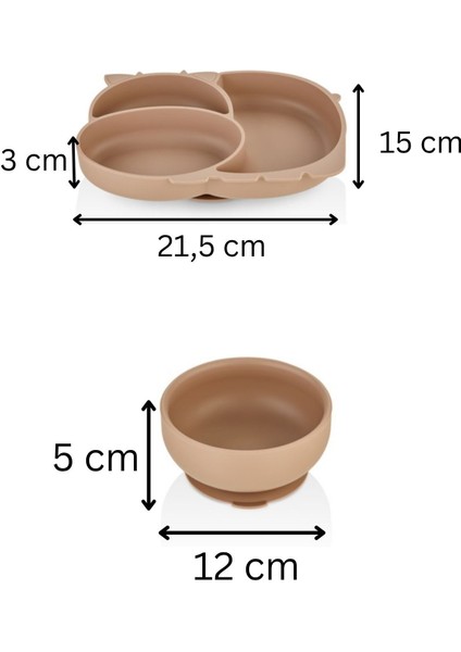 2'li Silikon Bebek Beslenme Seti / Bölmeli Mama Tabağı / Mama Kasesi - Moka fırsatları